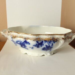 Johnson Bros Neapolitan Flow Blue  Oval  Vegetable Bowl Casserole